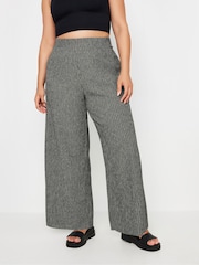 Yours Curve Grey Dark Textured Wide Leg Trousers - Image 1 of 5