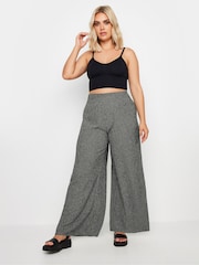 Yours Curve Grey Dark Textured Wide Leg Trousers - Image 2 of 5