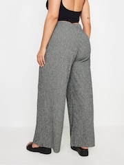Yours Curve Grey Dark Textured Wide Leg Trousers - Image 3 of 5