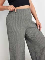Yours Curve Grey Dark Textured Wide Leg Trousers - Image 4 of 5