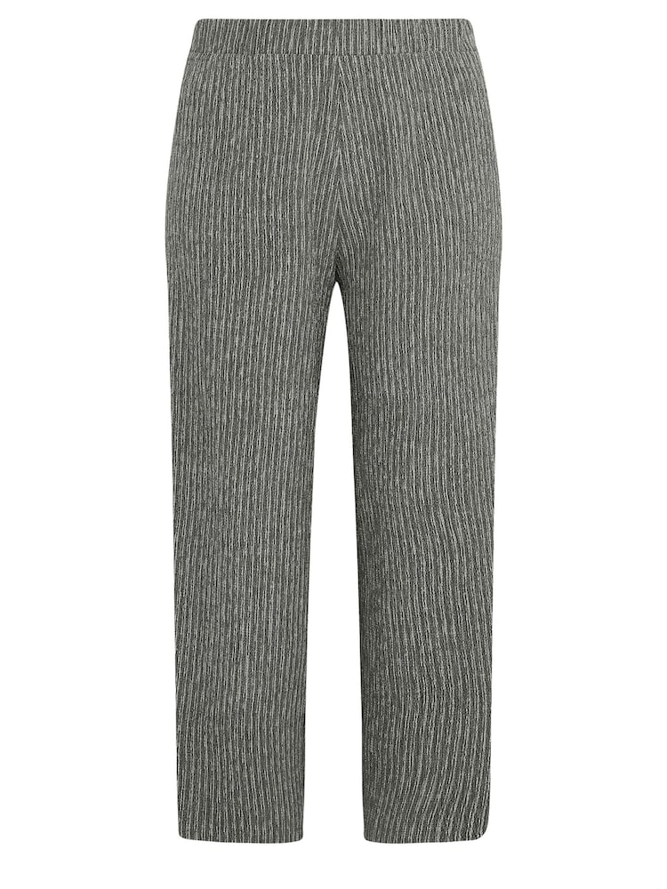 Yours Curve Grey Dark Textured Wide Leg Trousers - Image 5 of 5