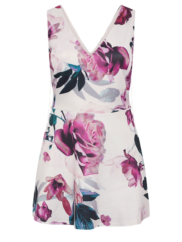 Yours Curve Pink Floral Peplum Top - Image 5 of 5