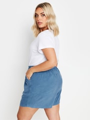 Yours Curve Blue Acid Wash Chambray Shorts - Image 4 of 5