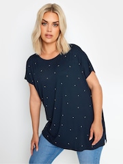 Yours Curve Blue Star Embellished Top - Image 1 of 5