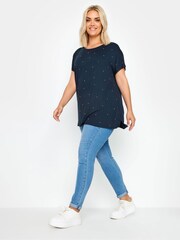 Yours Curve Blue Star Embellished Top - Image 2 of 5