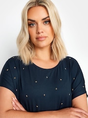 Yours Curve Blue Star Embellished Top - Image 4 of 5
