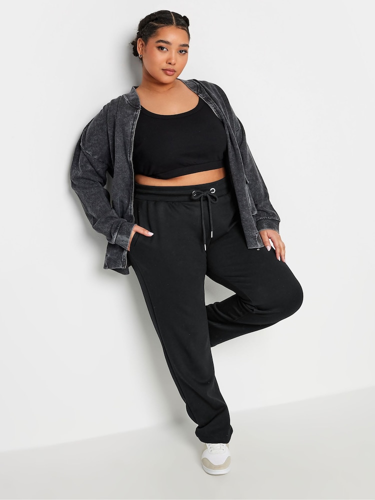 Yours Curve Black Straight Leg Stretch Joggers - Image 2 of 5 Yours Curve Black Straight Leg Stretch Joggers - Image 2 of 5