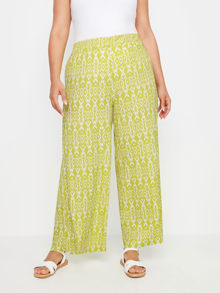Yours Curve Yellow Paisley Textured Wide Leg Trousers - Image 2 of 5