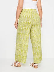 Yours Curve Yellow Paisley Textured Wide Leg Trousers - Image 3 of 5