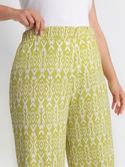 Yours Curve Yellow Paisley Textured Wide Leg Trousers - Image 4 of 5