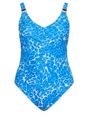 Yours Curve Blue Jewel Trim Tie Dye Swimsuit - Image 5 of 6