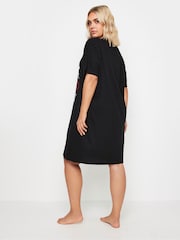 Yours Curve Black Dear Bed Slogan Sleep 100% Cotton T-Shirt Nightdress - Image 2 of 5