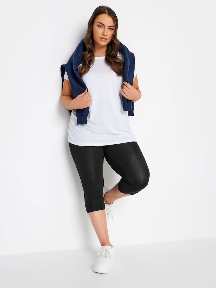 Yours Curve Black Soft Touch Stretch Cropped Leggings - Image 2 of 4