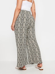 Yours Curve Black Denim Paisley Textured Wide Leg Trousers - Image 3 of 5