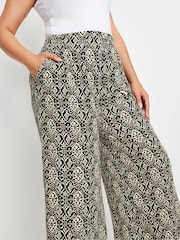 Yours Curve Black Denim Paisley Textured Wide Leg Trousers - Image 4 of 5