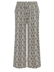 Yours Curve Black Denim Paisley Textured Wide Leg Trousers - Image 5 of 5
