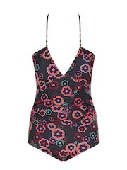 Yours Curve Black Hippie Print Halter Swimsuit - Image 6 of 7