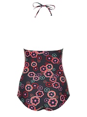 Yours Curve Black Hippie Print Halter Swimsuit - Image 7 of 7