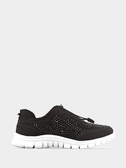 Yours Curve Black Extra Wide Fit Embellished Trainers - Image 2 of 6