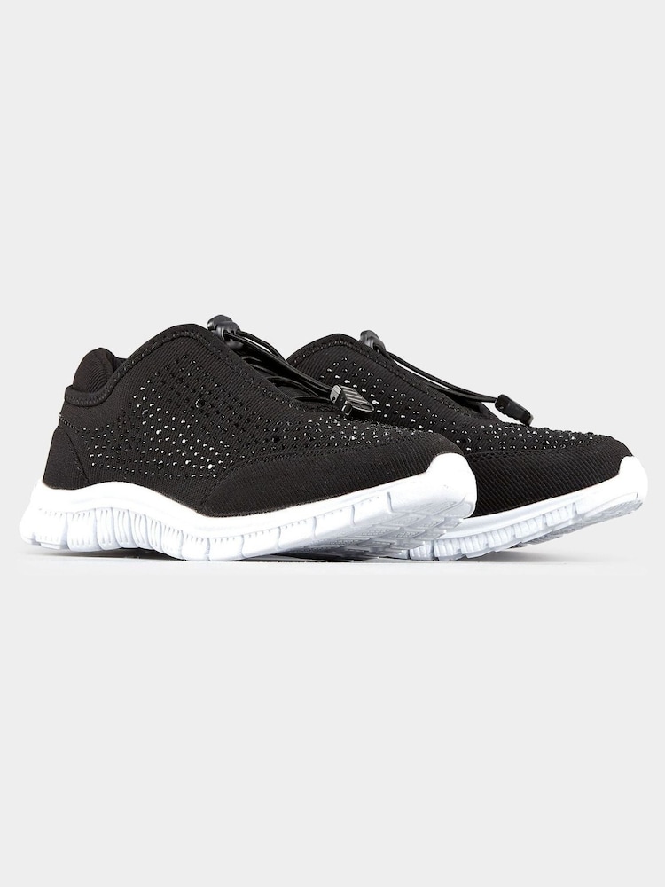 Yours Curve Black Extra Wide Fit Embellished Trainers - Image 4 of 6