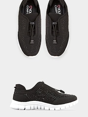 Yours Curve Black Extra Wide Fit Embellished Trainers - Image 6 of 6
