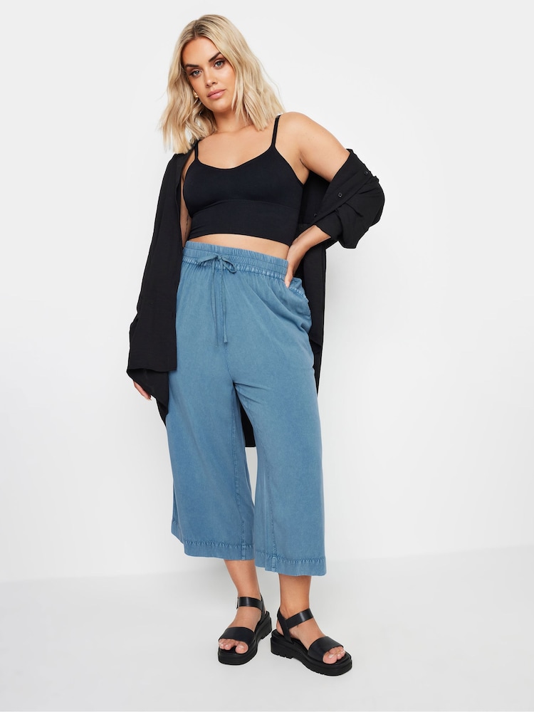 Yours Curve Blue Chambray Culottes - Image 1 of 5