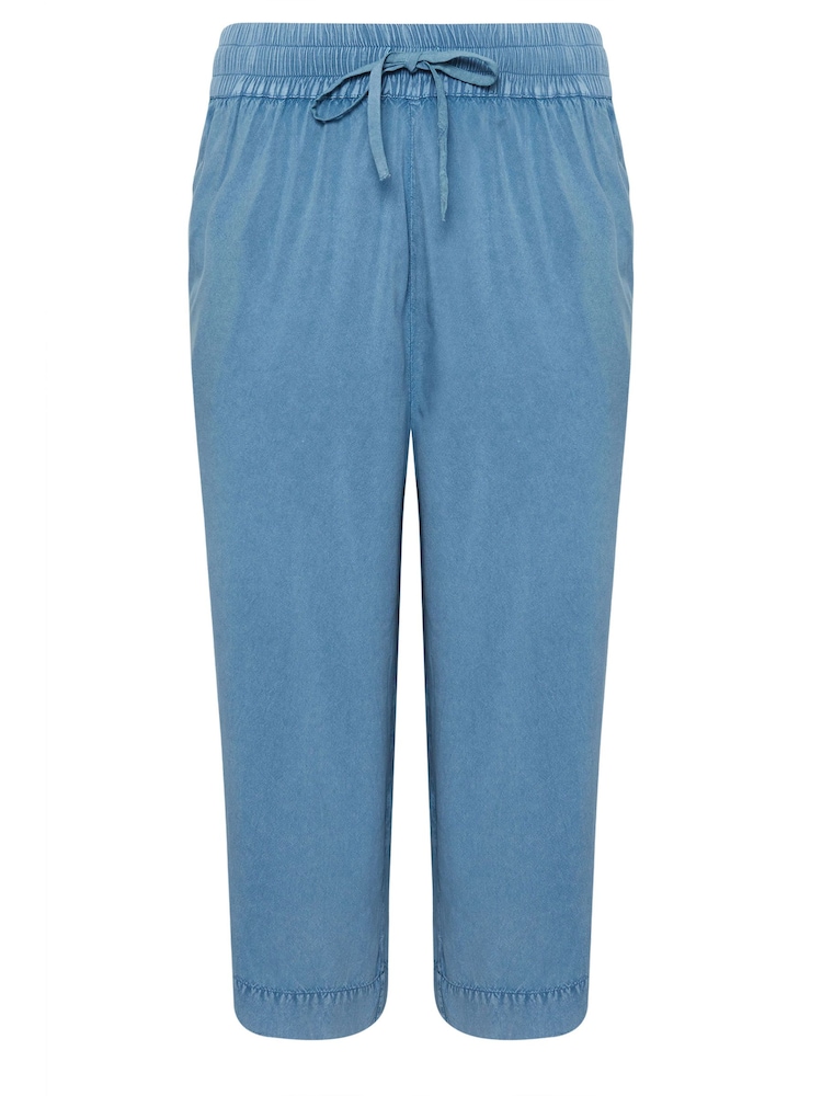 Yours Curve Blue Chambray Culottes - Image 5 of 5