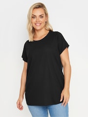 Yours Curve Black Core Basic T-Shirts 3 Pack - Image 2 of 9