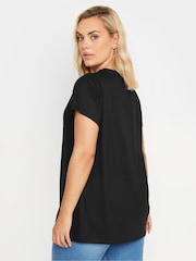 Yours Curve Black Core Basic T-Shirts 3 Pack - Image 5 of 9