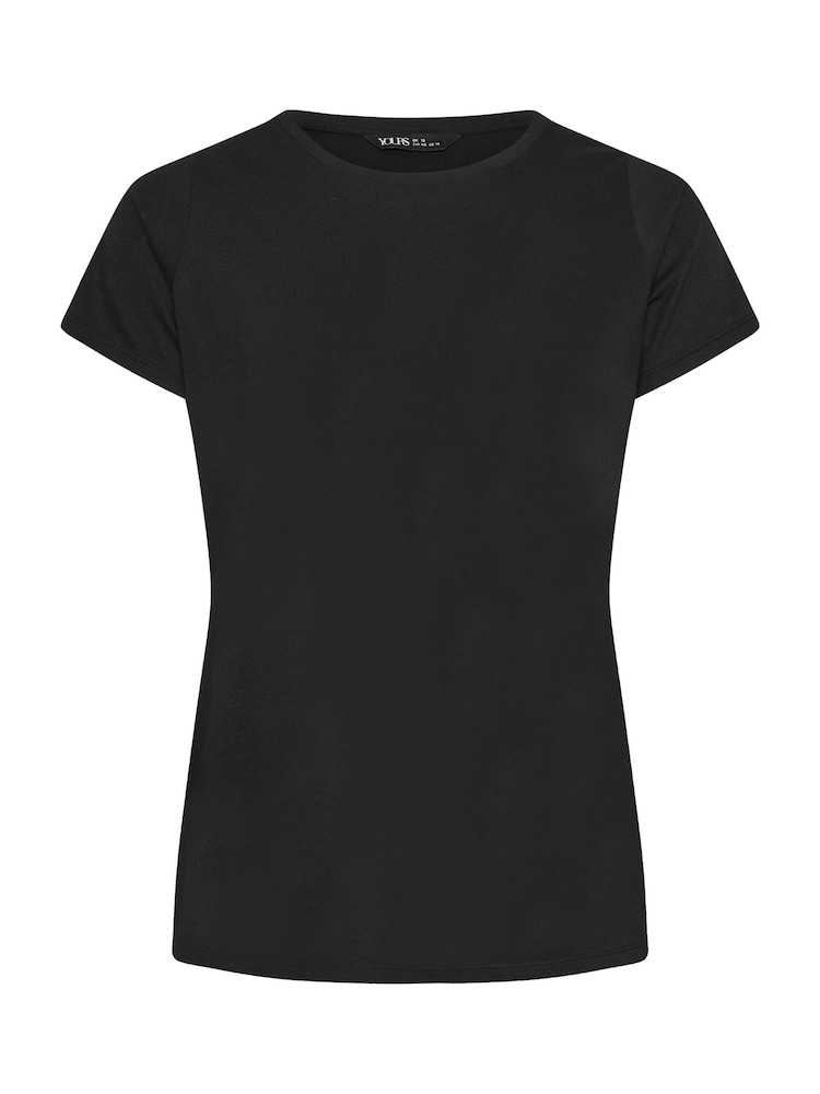 Yours Curve Black Core Basic T-Shirts 3 Pack - Image 9 of 9