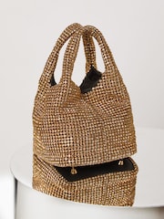 Lipsy Gold Embellished Pouch Bag - Image 1 of 4