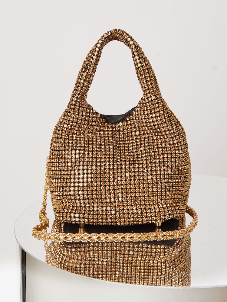 Lipsy Gold Embellished Pouch Bag - Image 2 of 4