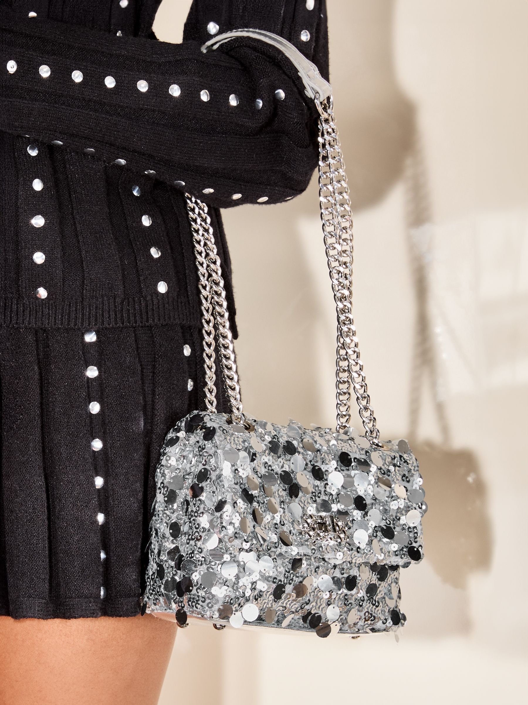 Buy Lipsy Silver Sequin Embellished Multiway Crossbody Bag from Next France