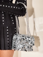 Серебряный - Lipsy Пайетки Embellished Multiway Crossbody Bag - Image 1 of 4
