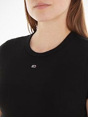 Tommy Hilfiger Black Slim Essential Rib T-Shirt - Image 2 of 4