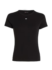 Tommy Hilfiger Black Slim Essential Rib T-Shirt - Image 3 of 4