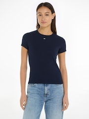 Tommy Hilfiger Blue Slim Essential Rib T-Shirt - Image 1 of 6