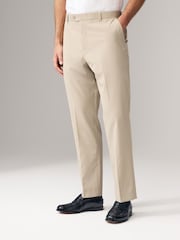 Neutral Relaxed Tapered Fit Stretch Smart Trousers - Image 1 of 9