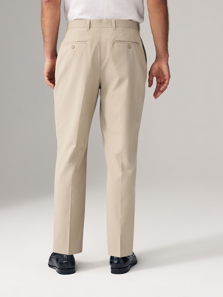 Neutral Relaxed Tapered Fit Stretch Smart Trousers - Image 2 of 9