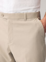Neutral Relaxed Tapered Fit Stretch Smart Trousers - Image 4 of 9