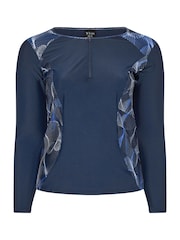 Yours Curve Blue Wavelength Print Rash Vest - Image 5 of 6