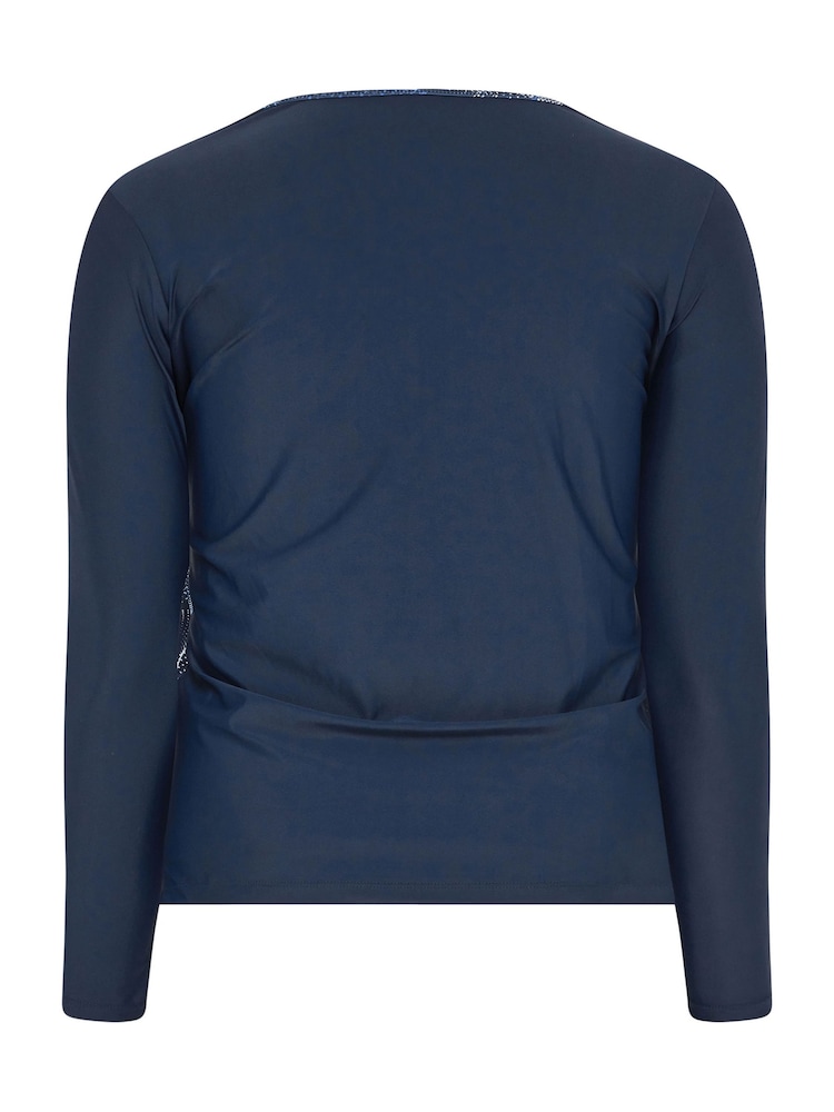Yours Curve Blue Wavelength Print Rash Vest - Image 6 of 6