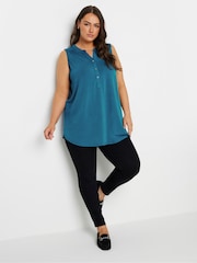 Yours Curve Blue Sleeveless Blouse - Image 3 of 5