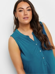 Yours Curve Blue Sleeveless Blouse - Image 4 of 5