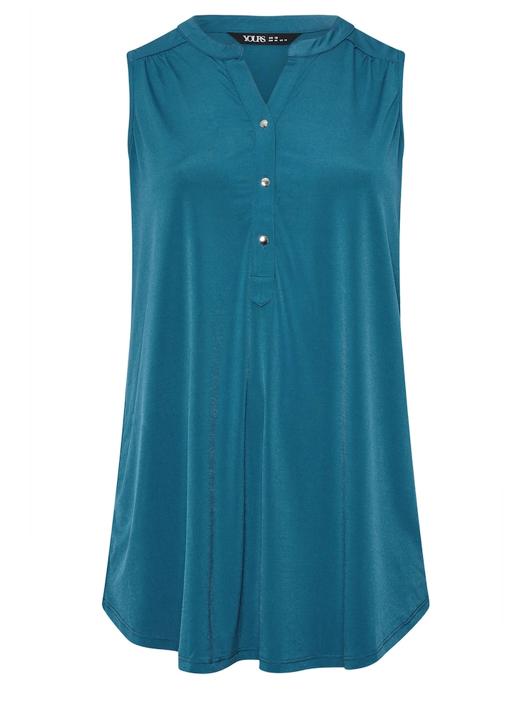 Yours Curve Blue Sleeveless Blouse - Image 5 of 5