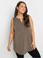 Yours Curve Brown Sleeveless Blouse - Image 1 of 5