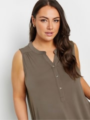 Yours Curve Brown Sleeveless Blouse - Image 4 of 5