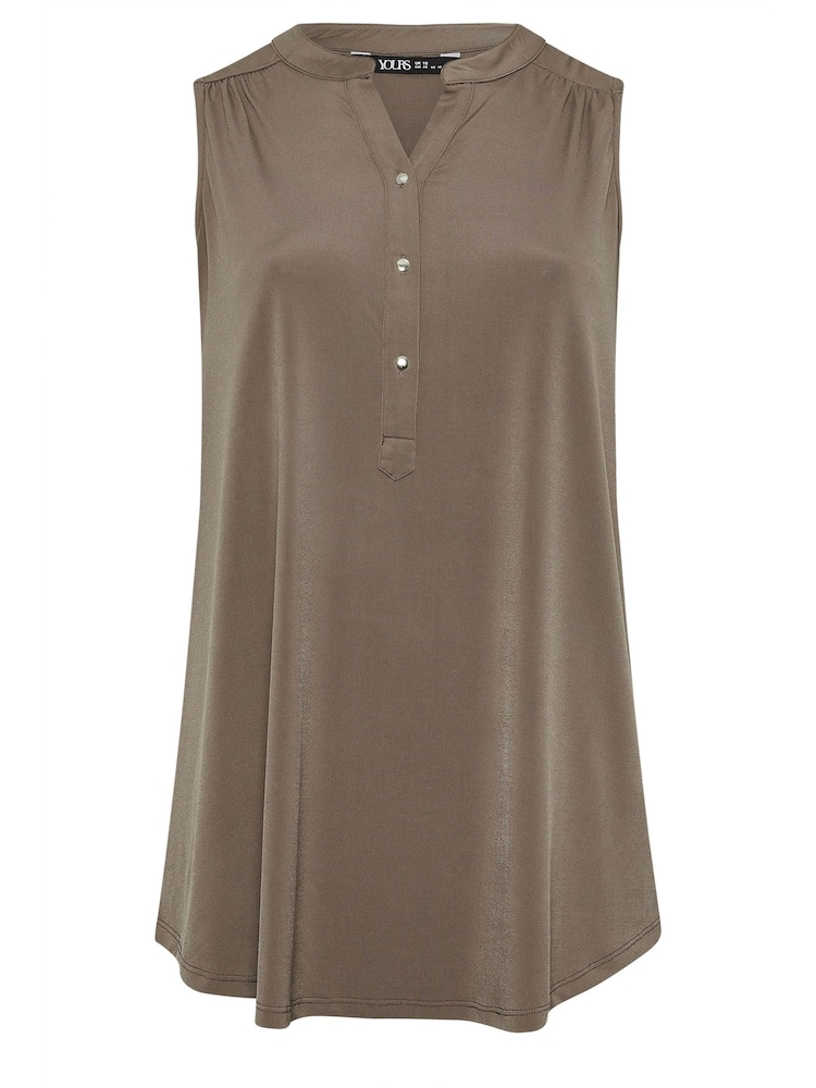 Yours Curve Brown Sleeveless Blouse - Image 5 of 5
