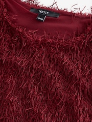 Red Short Sleeve Fluffy Top - Image 8 of 8