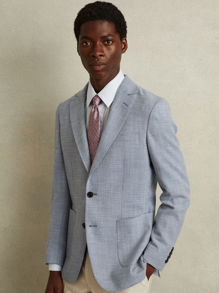Reiss Dusty Pink Albarese Silk Geometric Print Tie - Image 2 of 5